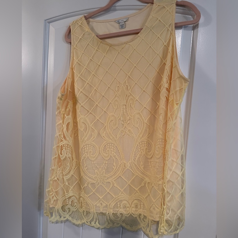 Yellow Lace Sleeveless Top